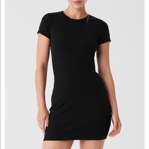 ALO dress Goddess Ribbed Short Sleeve Dress - Black